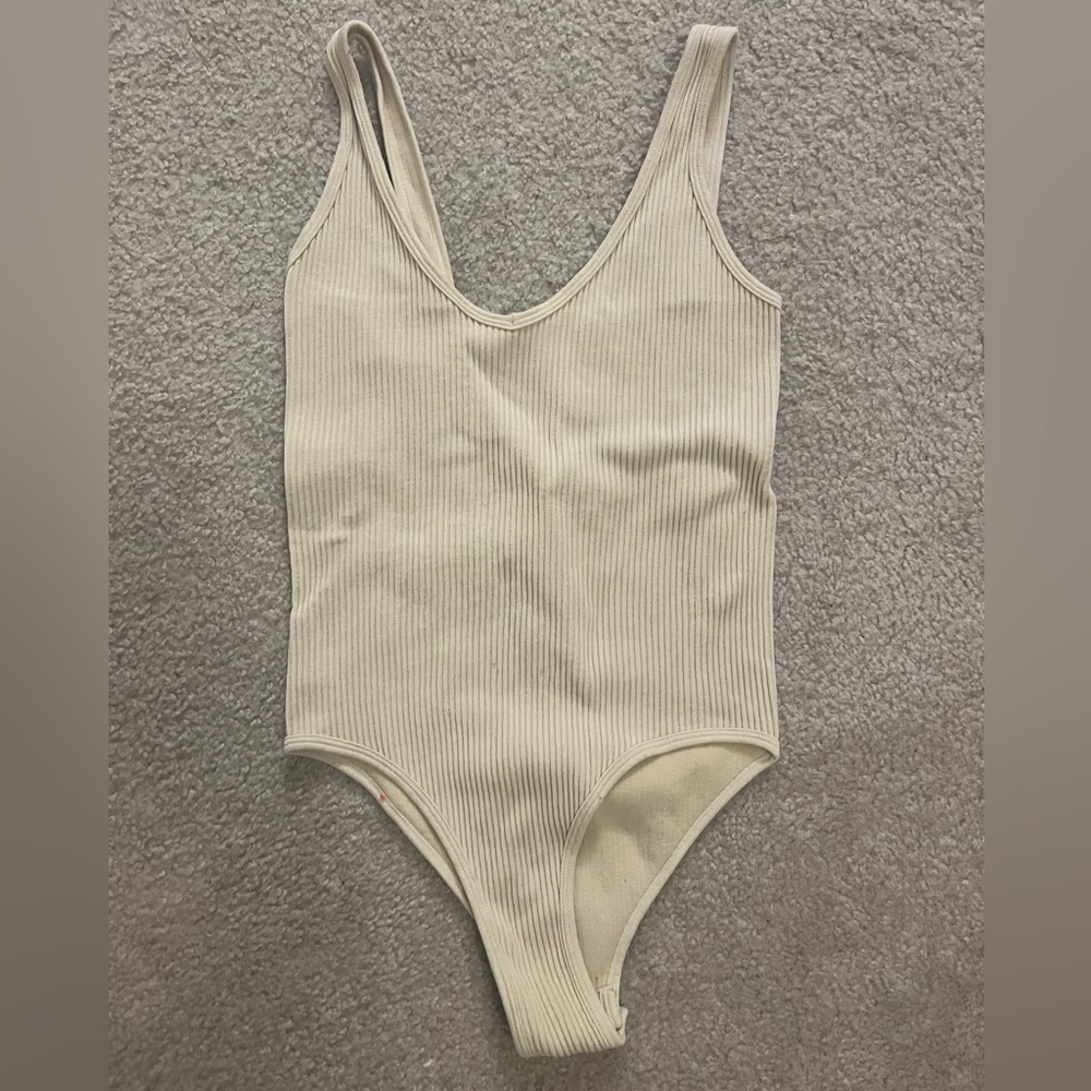 Cream Ribbed Bodysuit
